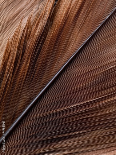 Detailed feather shaft texture, macro shot, avian anatomy, captured in exquisite detail.