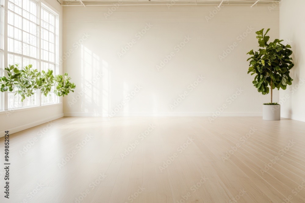 Serene Scandinavian Yoga Studio with Natural Light and Minimalist Design