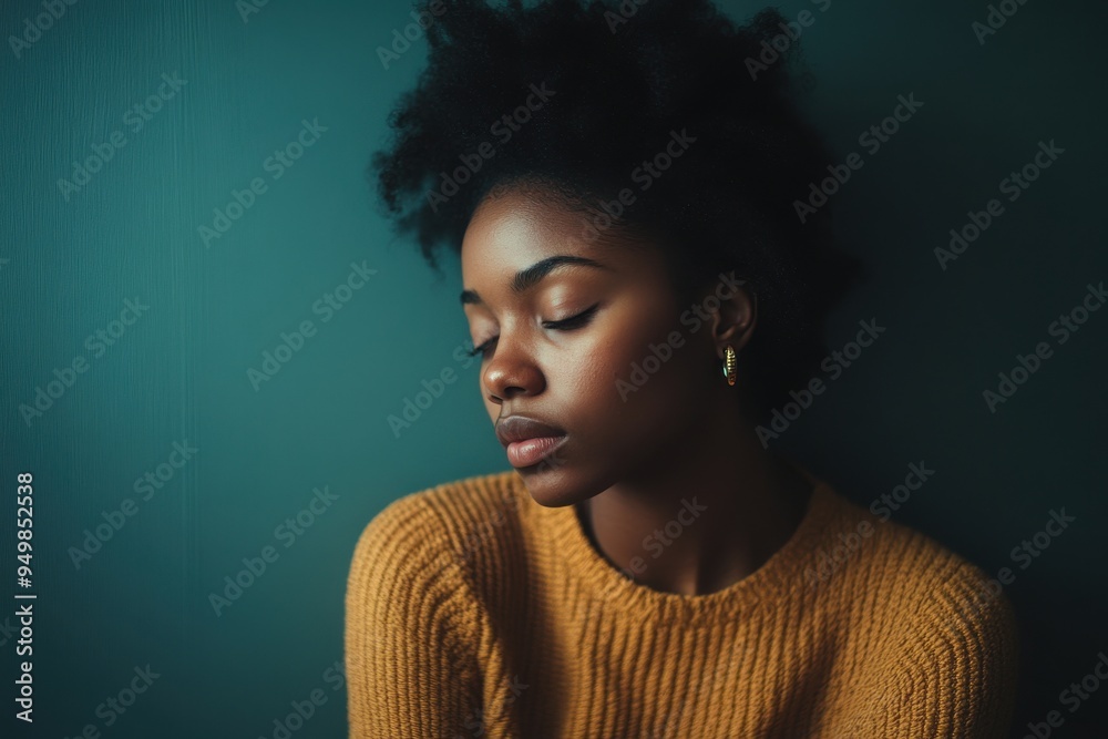 Depressed young Black woman with mental health problem in mind need crucial treatment Depressed young Black woman with mental health problem in mind need crucial treatment