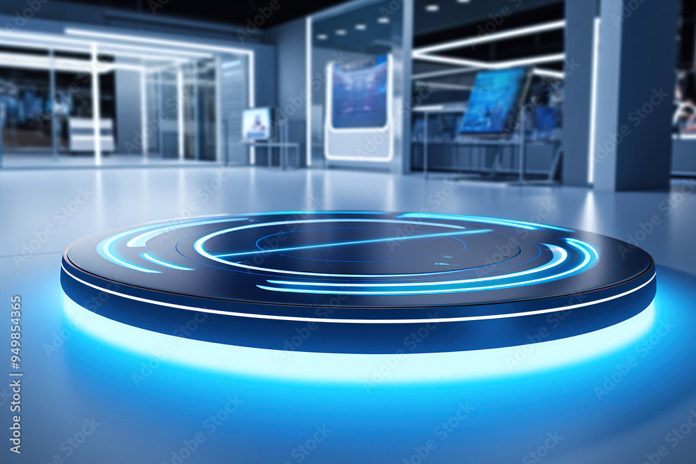 Futuristic Glowing Platform in Modern Interior Futuristic Glowing Platform in Modern Interior