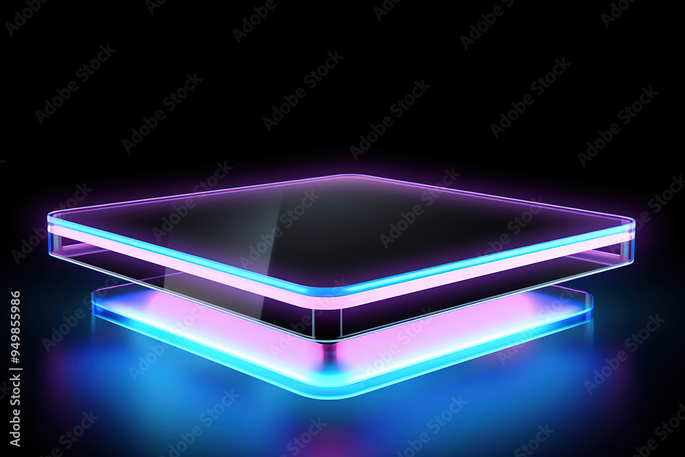 Neon Lights Abstract Background - Futuristic Glass Design Neon Lights Abstract Background - Futuristic Glass Design
