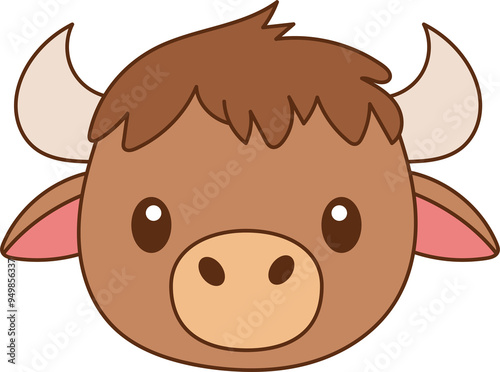 Cute buffalo clipart design illustration