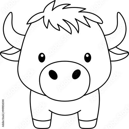 Cute buffalo clipart design illustration