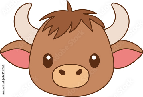 Cute buffalo clipart design illustration