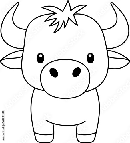 Cute buffalo clipart design illustration