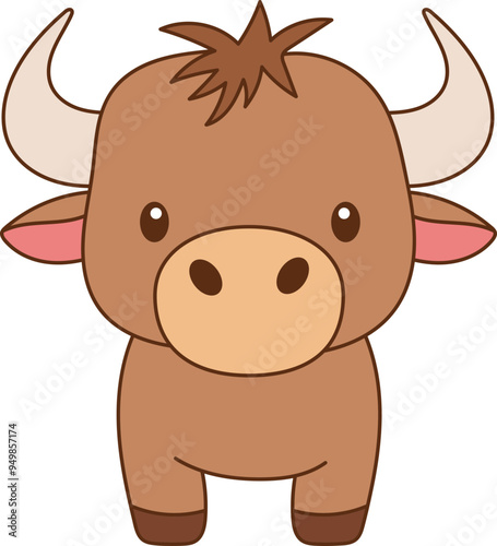 Cute buffalo clipart design illustration