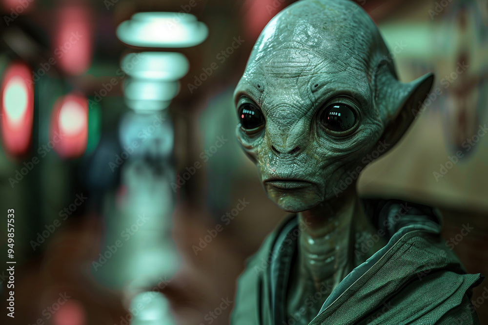 UFO space visitor alien on Earth living human life with everyday routine staff, Generative AI UFO space visitor alien on Earth living human life with everyday routine staff, Generative AI