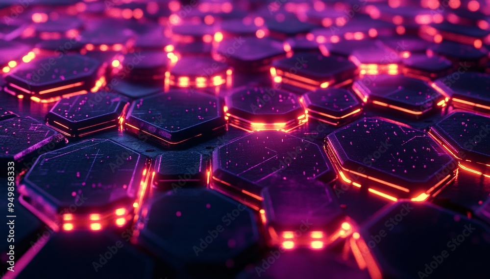 Futuristic Hexagonal Neon Lights Background Futuristic Hexagonal Neon Lights Background