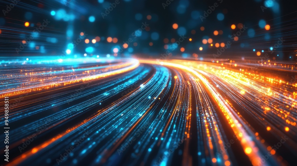 Fiber optic signals in telecommunication, showcasing light transmission, high-speed data, and advanced connectivity Fiber optic signals in telecommunication, showcasing light transmission, high-speed data, and advanced connectivity