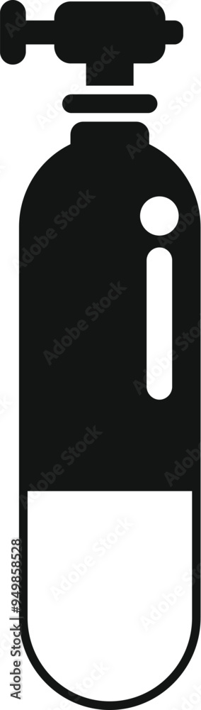Simple oxygen cylinder icon in black and white, representing diving equipment for breathing underwater Simple oxygen cylinder icon in black and white, representing diving equipment for breathing underwater