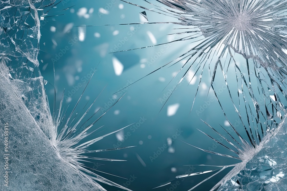 Obraz premium Shattered Glass Background with Broken Window Effect and Crystal Fragments