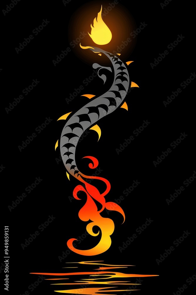 Obraz premium Fire Dragon Rising From Water