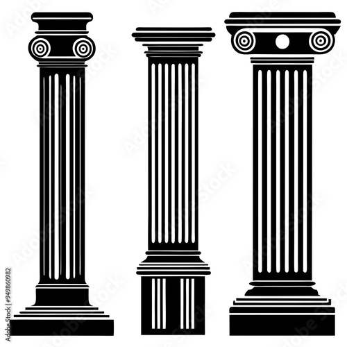 black column set simple icon style vector