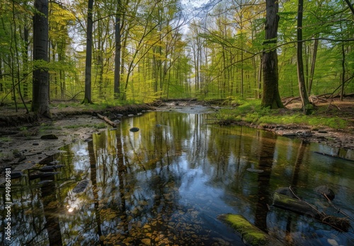Tranquil Stream in the Forest