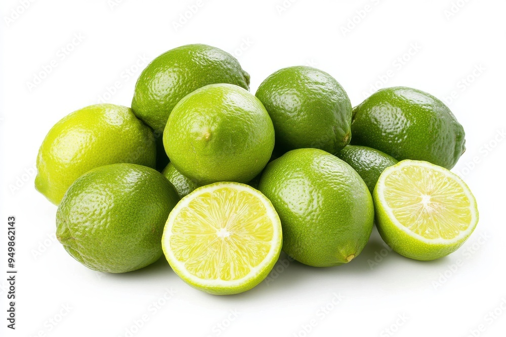 Green lime lemons isolated on white background Green lime lemons isolated on white background