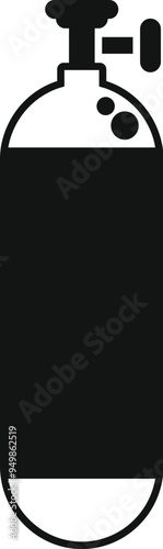 Simple, bold icon of an oxygen tank, commonly used for scuba diving and underwater exploration