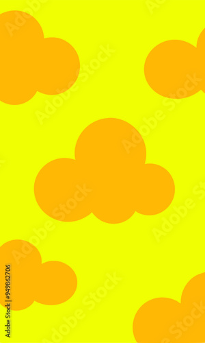 A vibrant yellow background adorned with soft orange clouds above it