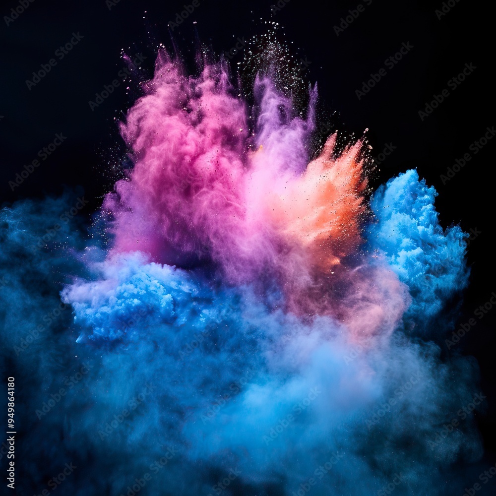Fototapeta premium Launched colorful powder on black background