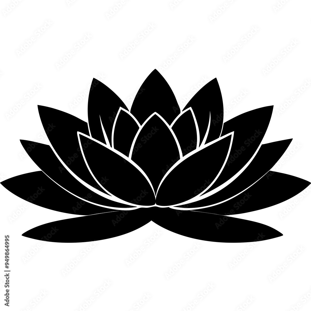 Water Lily Flower Silhouette Black Vector Water Lily Flower Silhouette Black Vector
