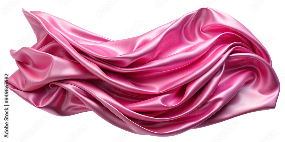 Soft pink satin fabric draped elegantly, cut out transparent Soft pink satin fabric draped elegantly, cut out transparent