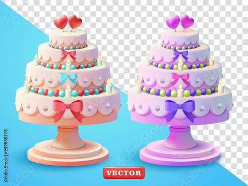 Wedding cake, 3d vector. Suitable for events and design elements
