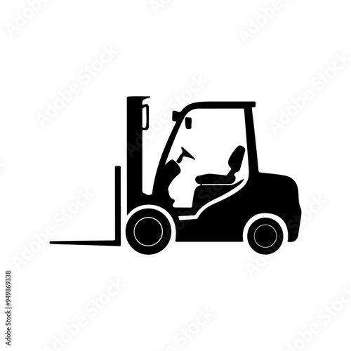 Forklift Silhouette Vector – Industrial Vehicle Graphic Illustration