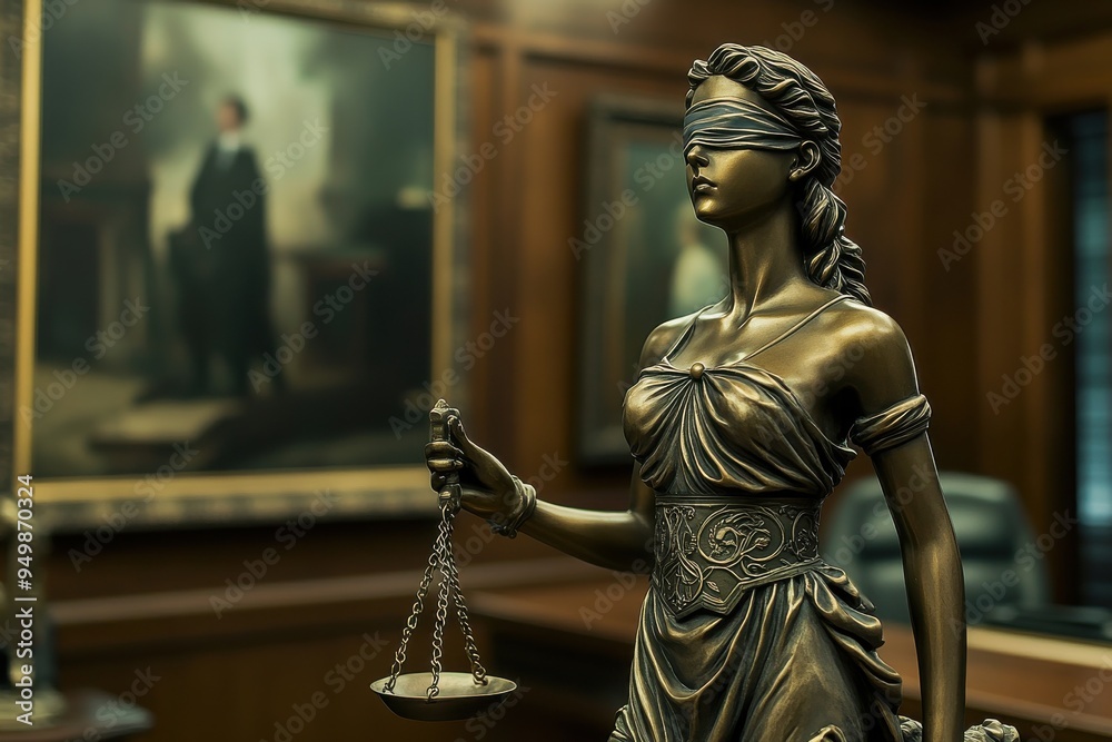Lady of Justice Statue Blindfolded Guardian In a Lawyers Office Lady of Justice Statue Blindfolded Guardian In a Lawyers Office