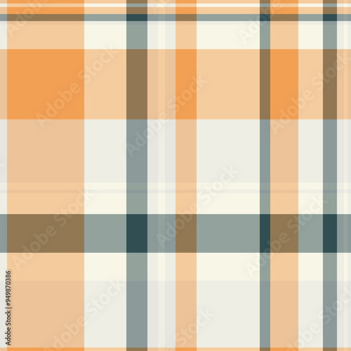 Bedding vector plaid tartan, fur seamless pattern fabric. Creativity texture textile background check in orange and white colors.