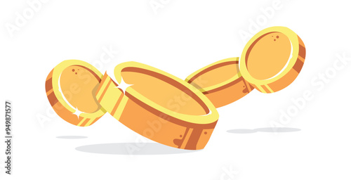 vector flying coins on white background