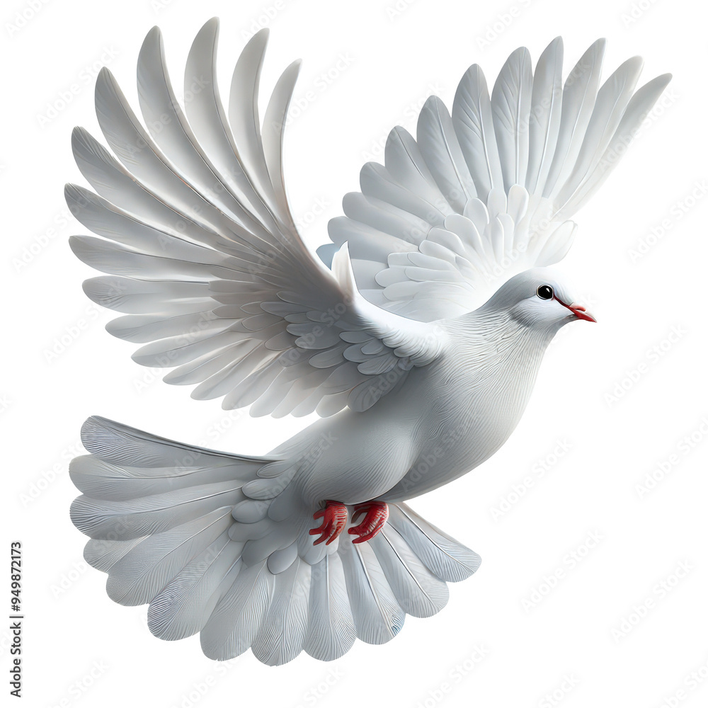 Fototapeta premium A graceful white dove soaring through the sky, symbolizing peace and hope with its elegant wings spread wide.