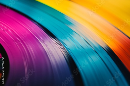 Vinyl record close-up in different bright colors, wallpapers