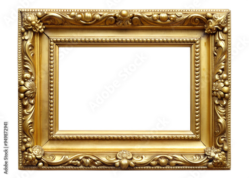 PNG ornate vintage gold frame for artwork on transparent