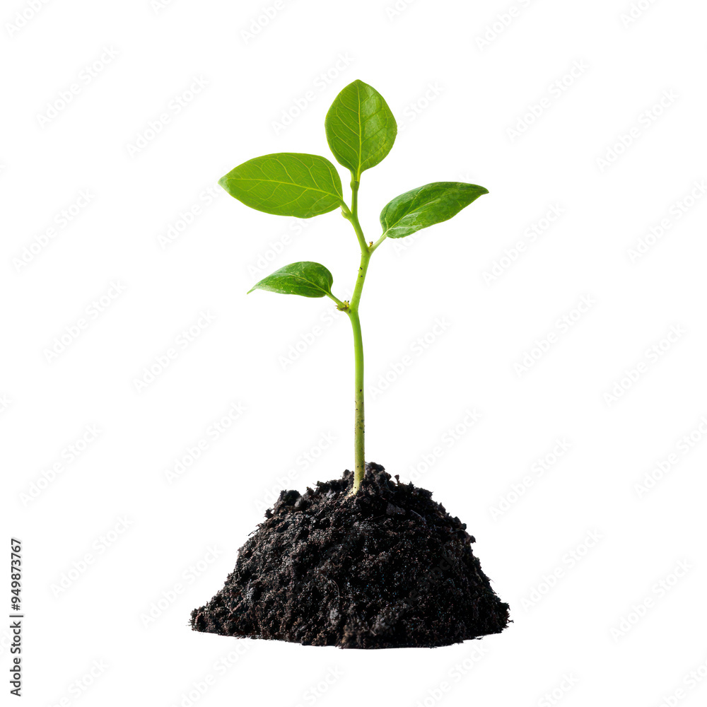 Young plant in soil, Growth object isolated on transparent png. Young plant in soil, Growth object isolated on transparent png.