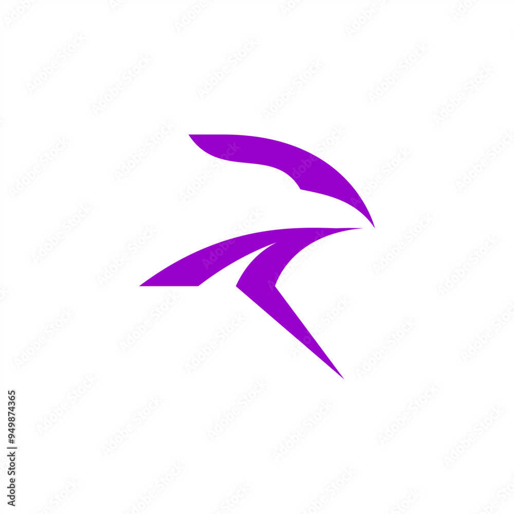 Obraz premium purple arrow logo, minimalist bird head, futuristic tech logo vector