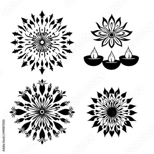diwali, black and white illustration vector about diwali day