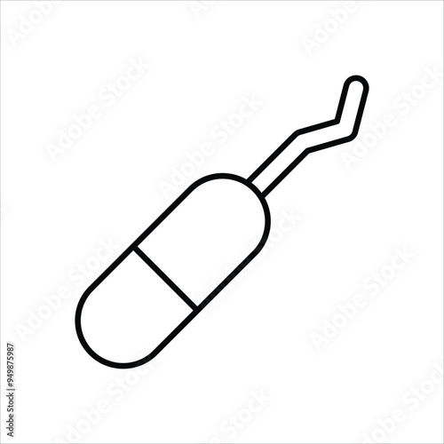 periodontal scaler line icon with white background vector stock illustration