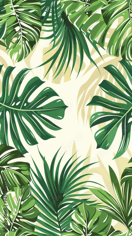 Luxury Nature green background vector. Floral pattern, Tropical plant line arts, Vector illustration Luxury Nature green background vector. Floral pattern, Tropical plant line arts, Vector illustration