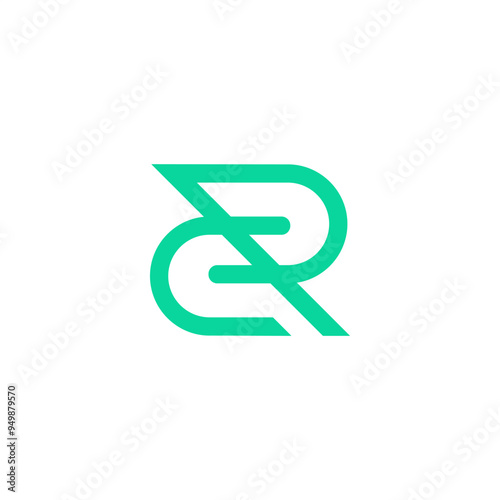 R abstract letter logo, green simple R modern simple yet memorable