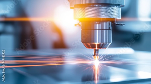 Industrial applications of laser optics, showcasing their use in manufacturing, material processing, and quality control photo