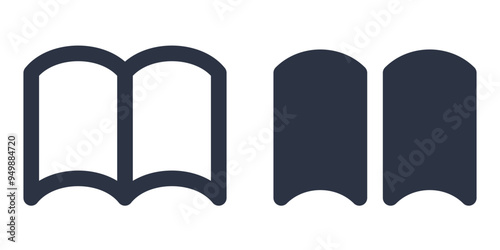 Open Book simple icons set designed in filled, outline, line and stroke style