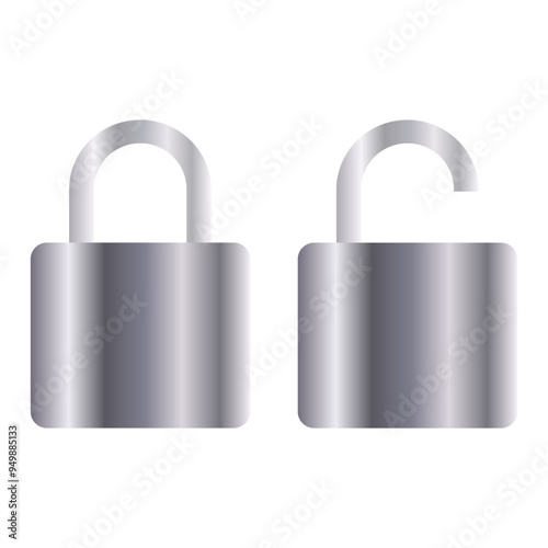 lock in open and closed position. Vector illustration