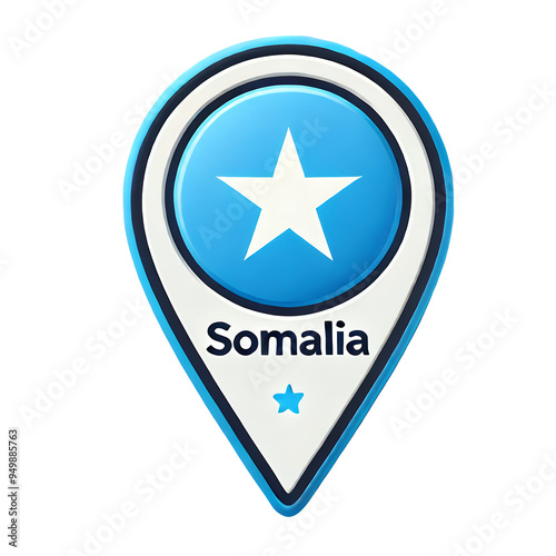 Free Download Location pin highlighting Somalia with blue star emblem - GFXLoad