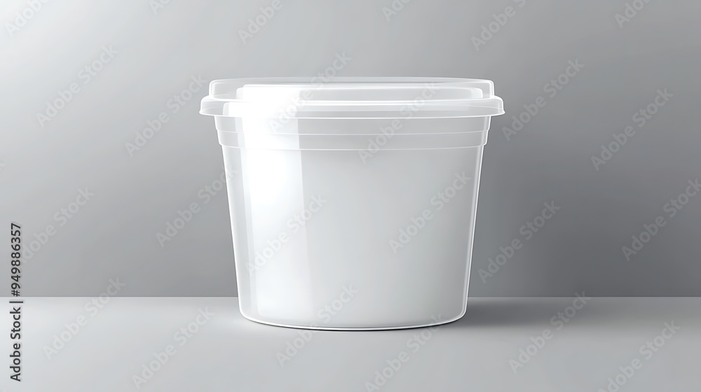 Empty transparent bucket with cap top view mockup for ice cream, yoghurt, mayo, paint, or putty. Plastic package design Empty transparent bucket with cap top view mockup for ice cream, yoghurt, mayo, paint, or putty. Plastic package design
