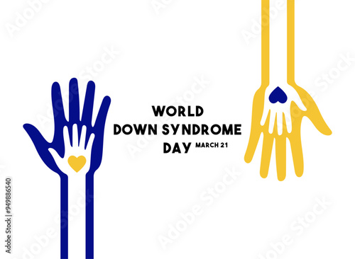 Vector Illustration of World Down Syndrome Day on white background. March 21. Flat design vector.
