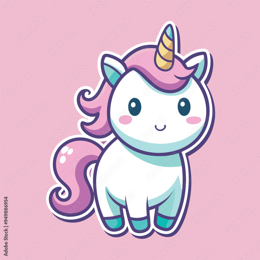 Unicorn Cartoon sytle vector for Kids Book design on Pink Background Unicorn Cartoon sytle vector for Kids Book design on Pink Background