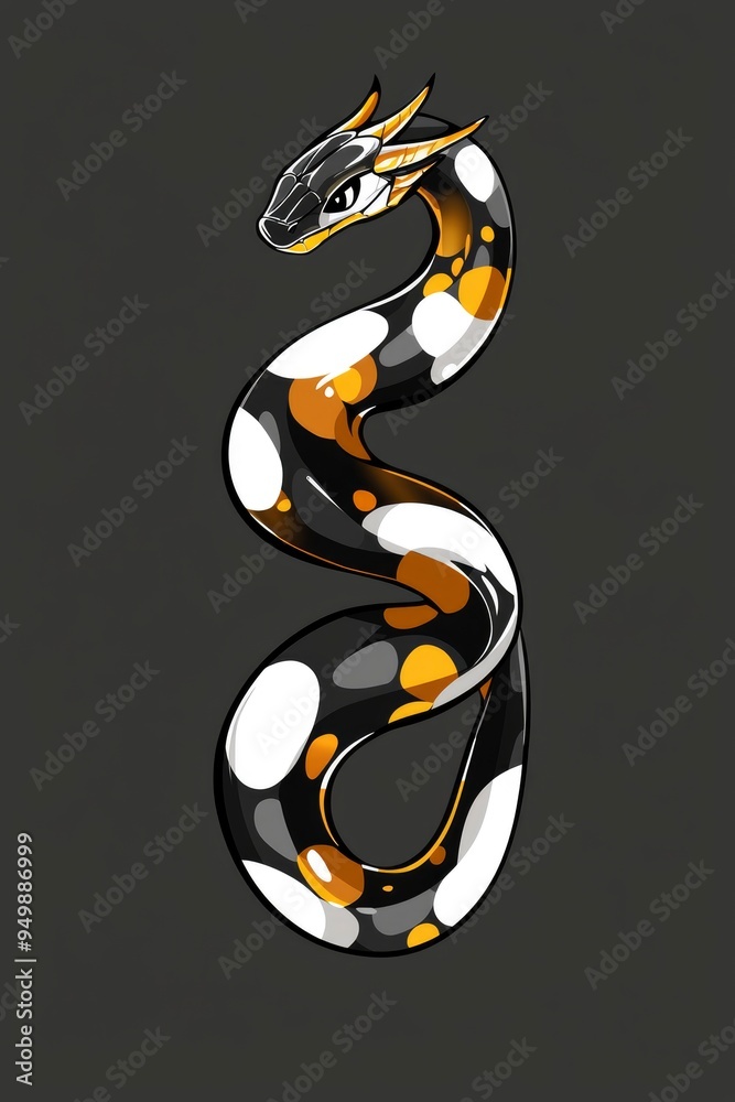 Black, White and Gold Snake Illustration Black, White and Gold Snake Illustration