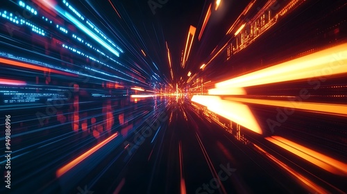 Modern abstract high-speed movement. Dynamic motion light and fast arrows moving on dark background