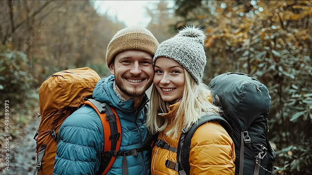 Couple camping in the forest Couple camping in the forest