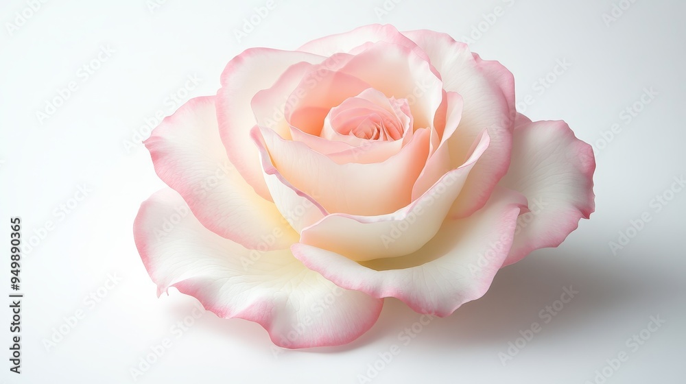 © Elkhan Babayev - Blooming white and pink rose with soft petals isolated on a white background. © Elkhan Babayev - Blooming white and pink rose with soft petals isolated on a white background.