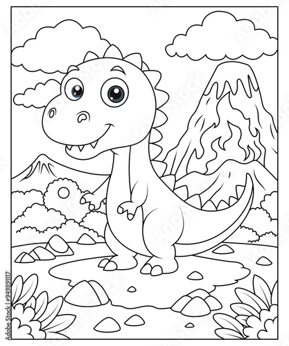 Dinosaur coloring page for kids and adults